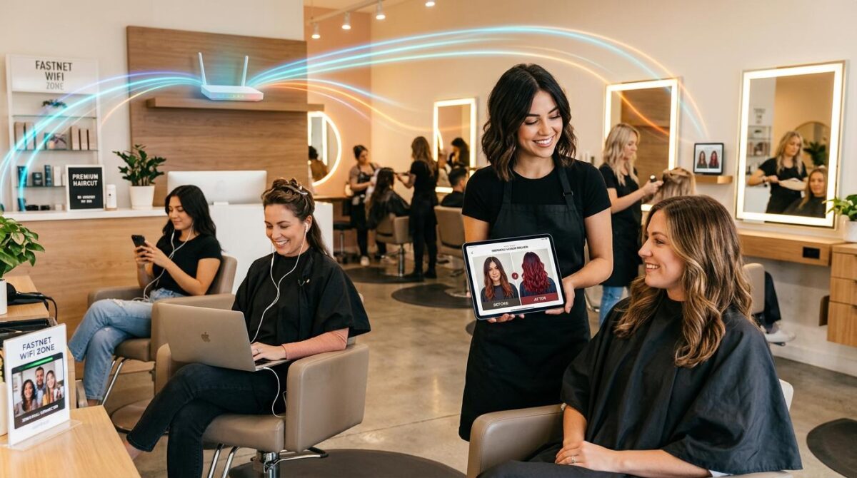 Moderne salon med lynhurtigt wifi